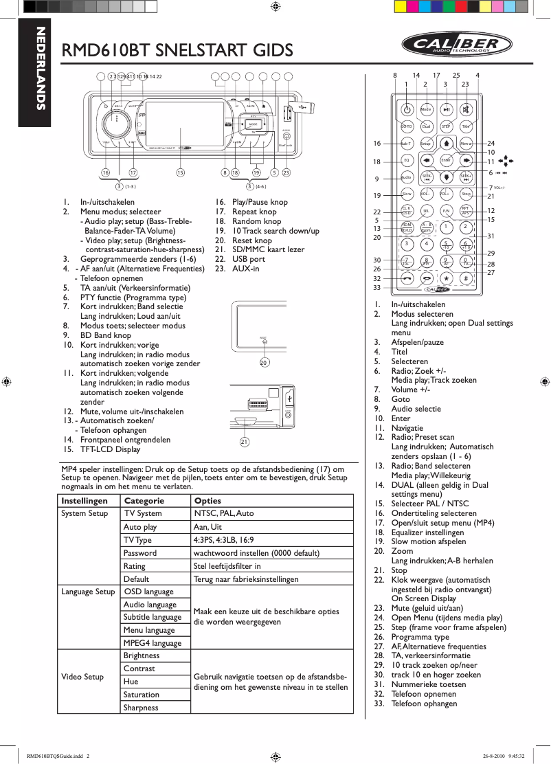 Page n°1 - Manuel utilisateur Caliber RMD 610BT