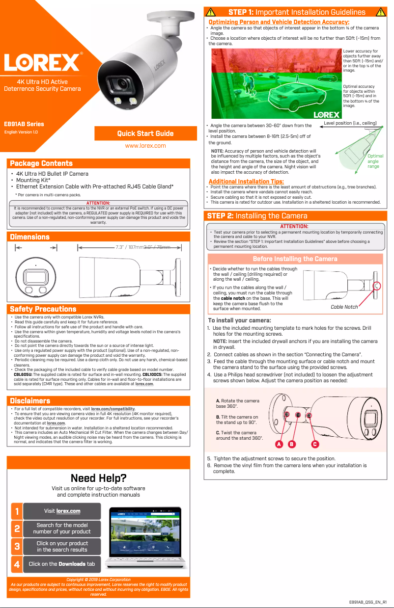 Page n°1 - Manuel utilisateur Lorex E891AB