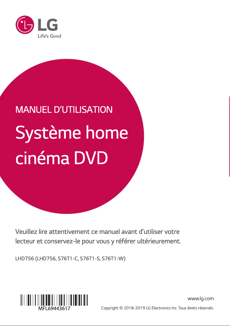 Page 1 de la notice Manuel utilisateur LG LHD756