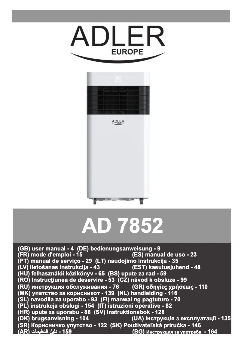 Page n°1 - Manuel utilisateur Adler AD 7852