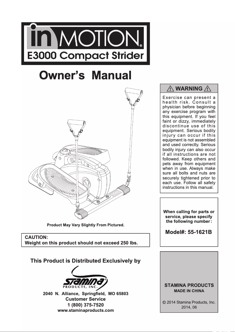 Page n°1 - Manuel utilisateur Stamina InMotion 55-1621B