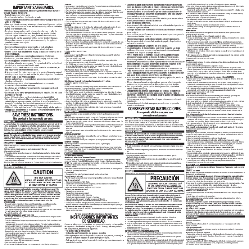 Page n°1 - Manuel utilisateur Black & Decker Crisp 'N Bake TO3265XSSD