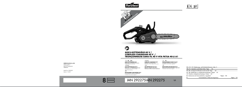 Page 1 de la notice Manuel utilisateur Florabest HTA FKTSA 40-Li A1