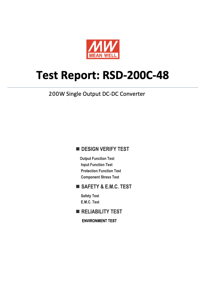 Page n°1 - Fiche technique Mean Well RSD-200C-48