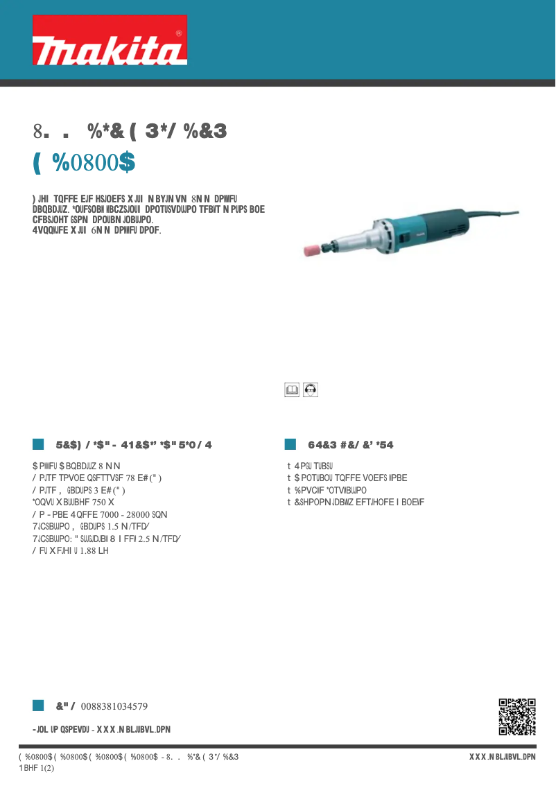 Page 1 de la notice Fiche technique Makita GD0800C