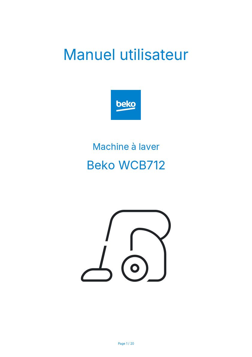 Page n°1 - Manuel utilisateur Beko WCB712
