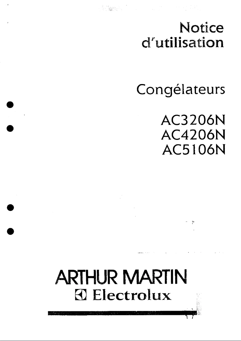 Page n°1 - Manuel utilisateur Arthur Martin-Electrolux AC 4206 N