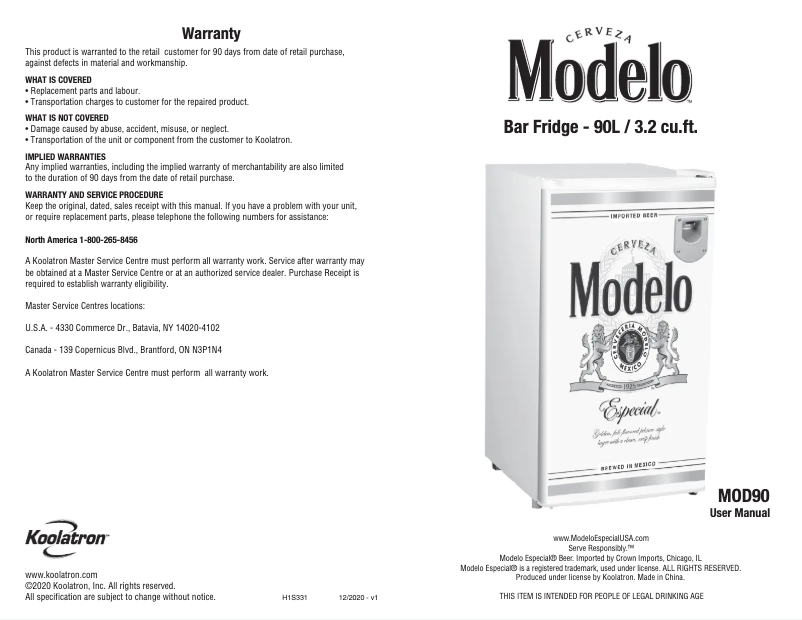 Page n°1 - Manuel utilisateur Modelo MOD90