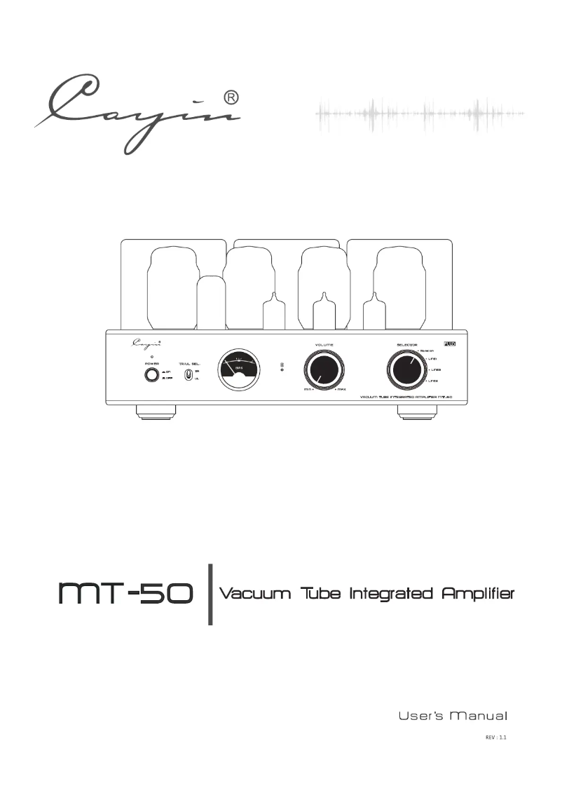 Page 1 de la notice Manuel utilisateur Cayin MT-50