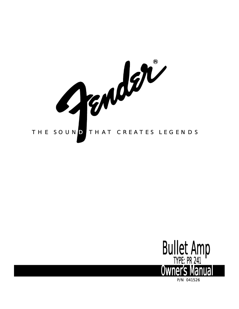 Page 1 de la notice Manuel utilisateur Fender Bullet PR 241