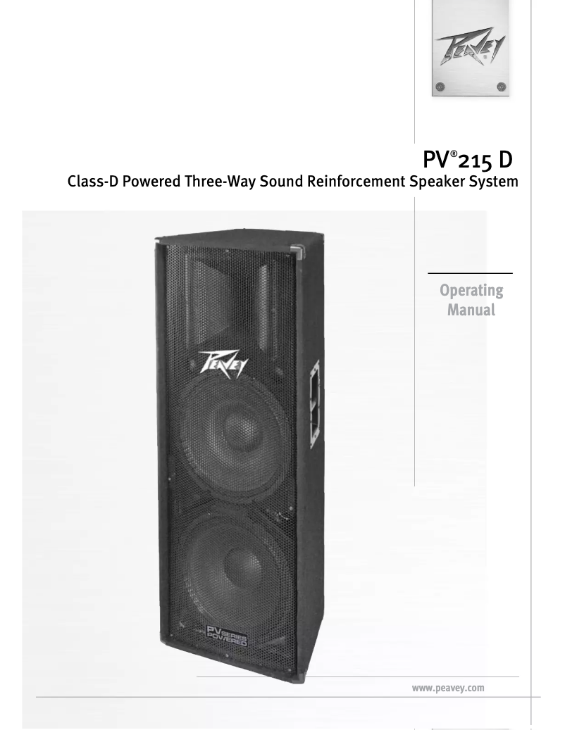 Page n°1 - Manuel utilisateur Peavey PV 215 D