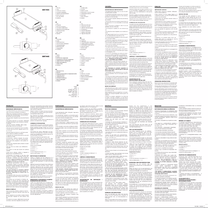 Image de la première page du manuel de l'appareil Natur Chef GR7445