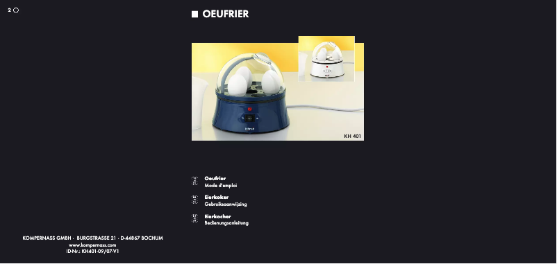 Page n°1 - Manuel utilisateur Bifinett KH 401