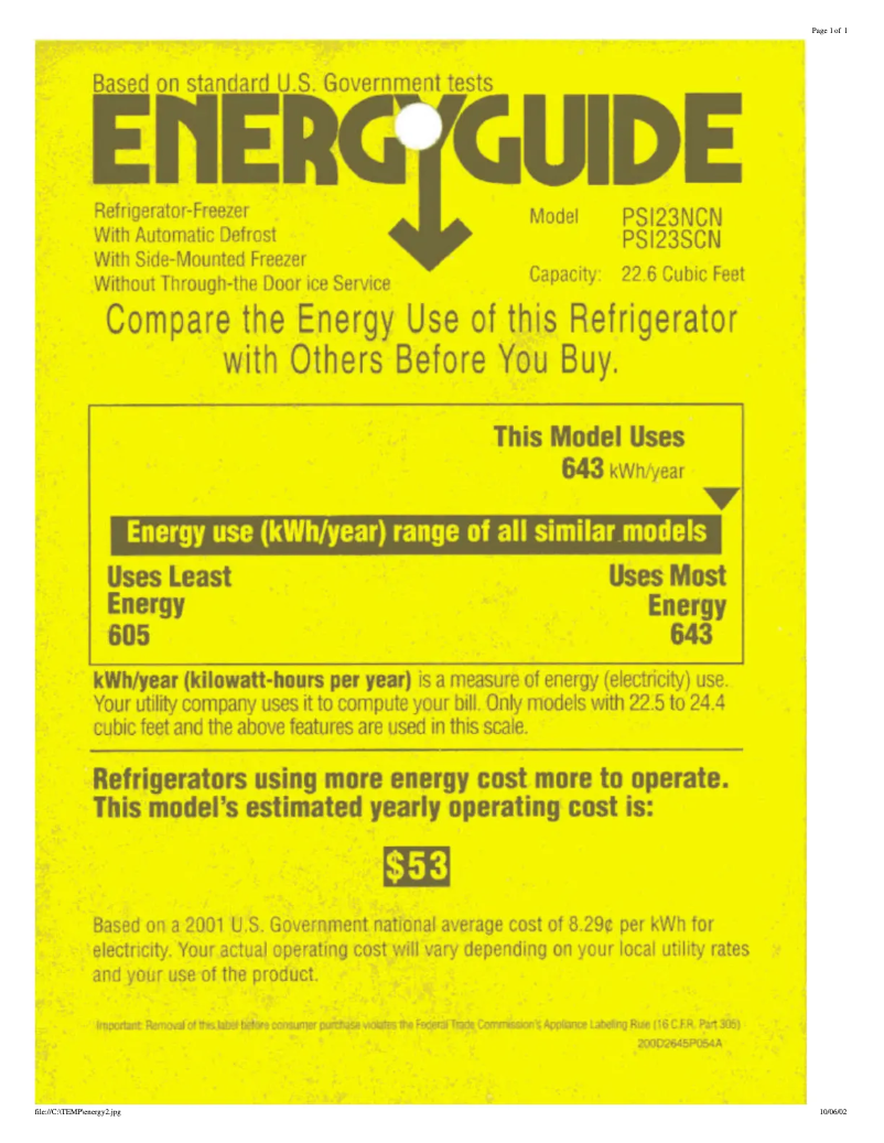 Imagen de la primera página del manual del dispositivo PSI23NCNWW