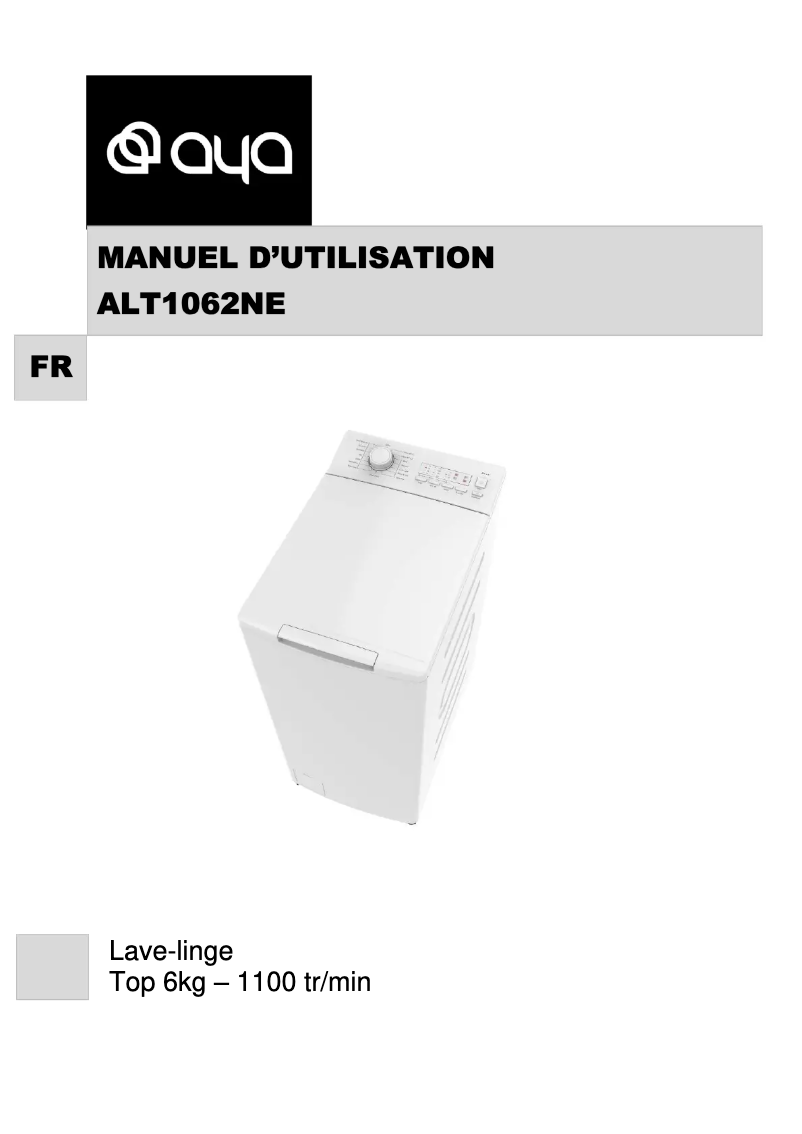 Page 1 de la notice Manuel utilisateur AYA ALT1062NE