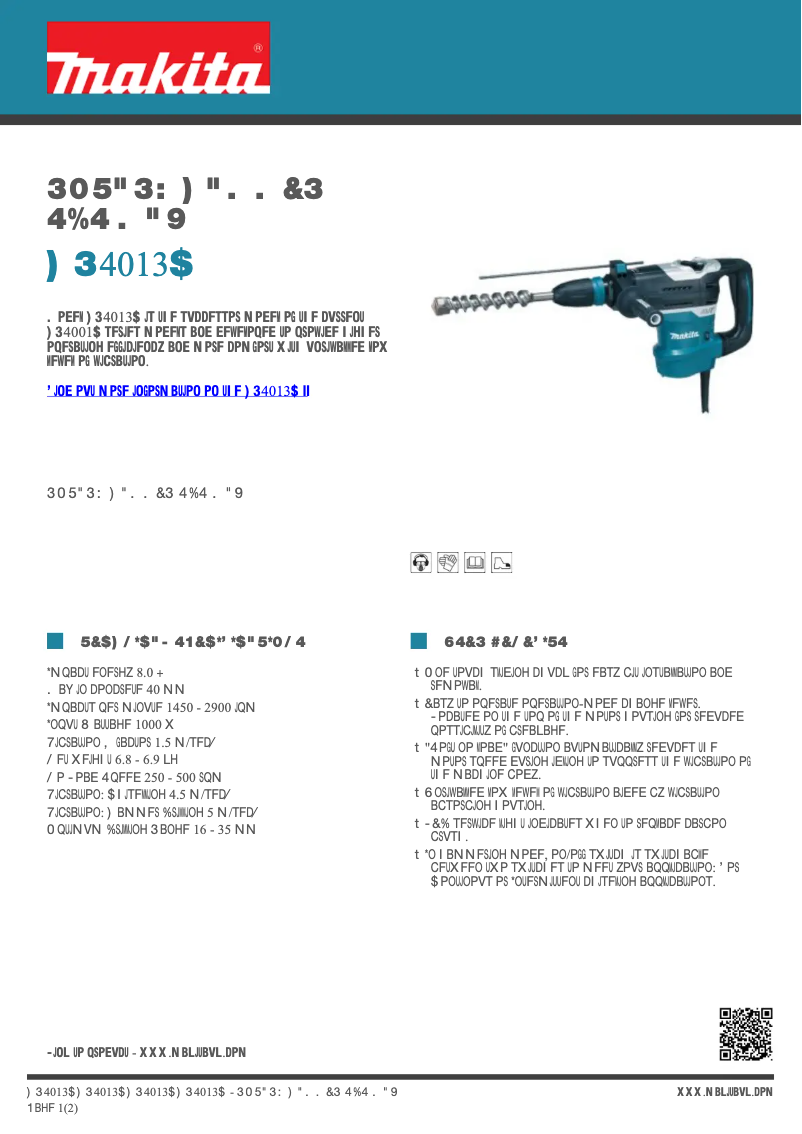 Page 1 de la notice Fiche technique Makita HR4013C