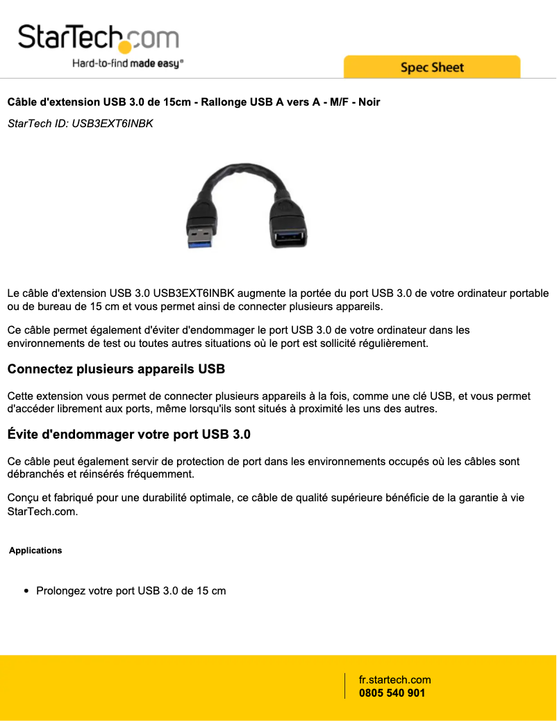 Page 1 de la notice Manuel utilisateur StarTech.com KD13006