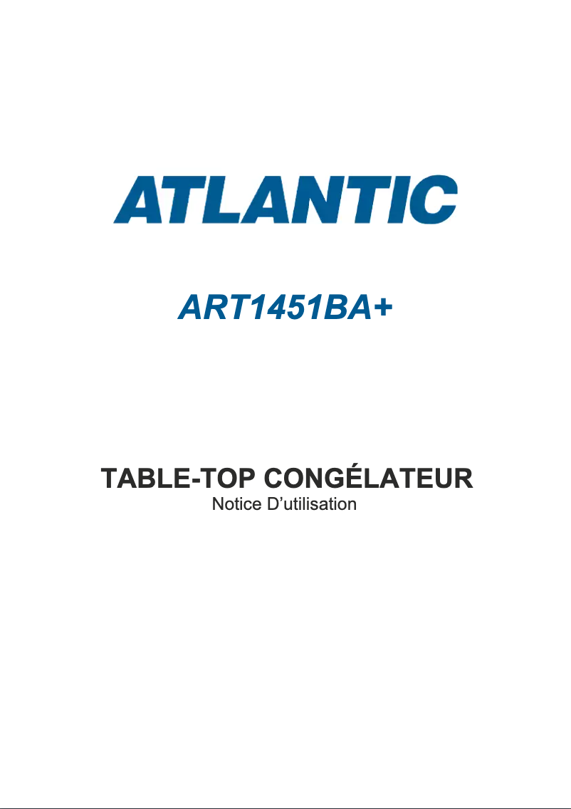 Page n°1 - Manuel utilisateur Atlantic ART1451BA+