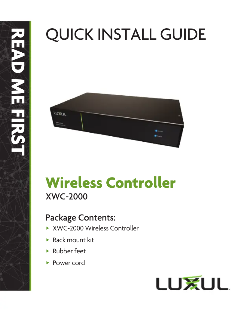 Page 1 de la notice Manuel utilisateur Luxul XWC-1000