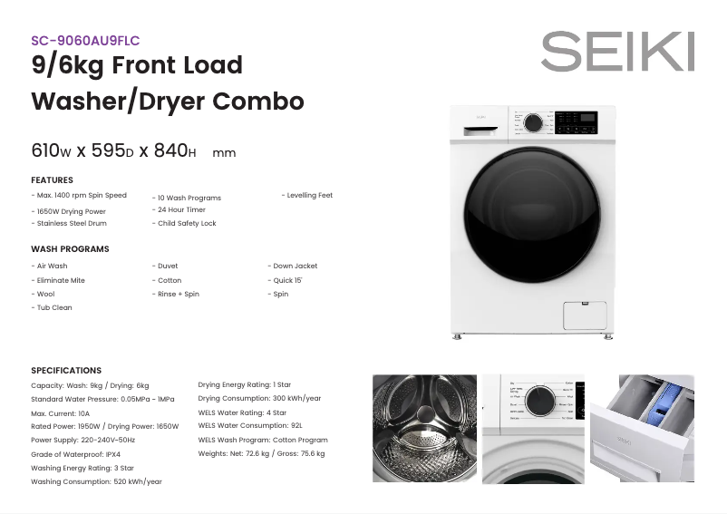 Image de la première page du manuel de l'appareil SC-9060AU9FLC