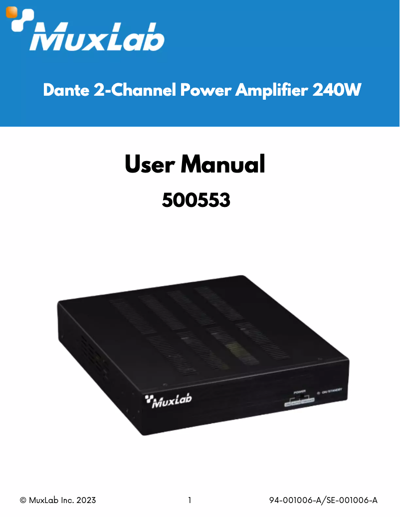Page 1 de la notice Manuel utilisateur MuxLab 500553