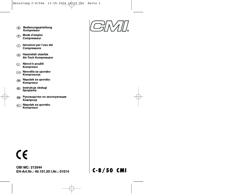 Page n°1 - Manuel utilisateur CMI C-8/50