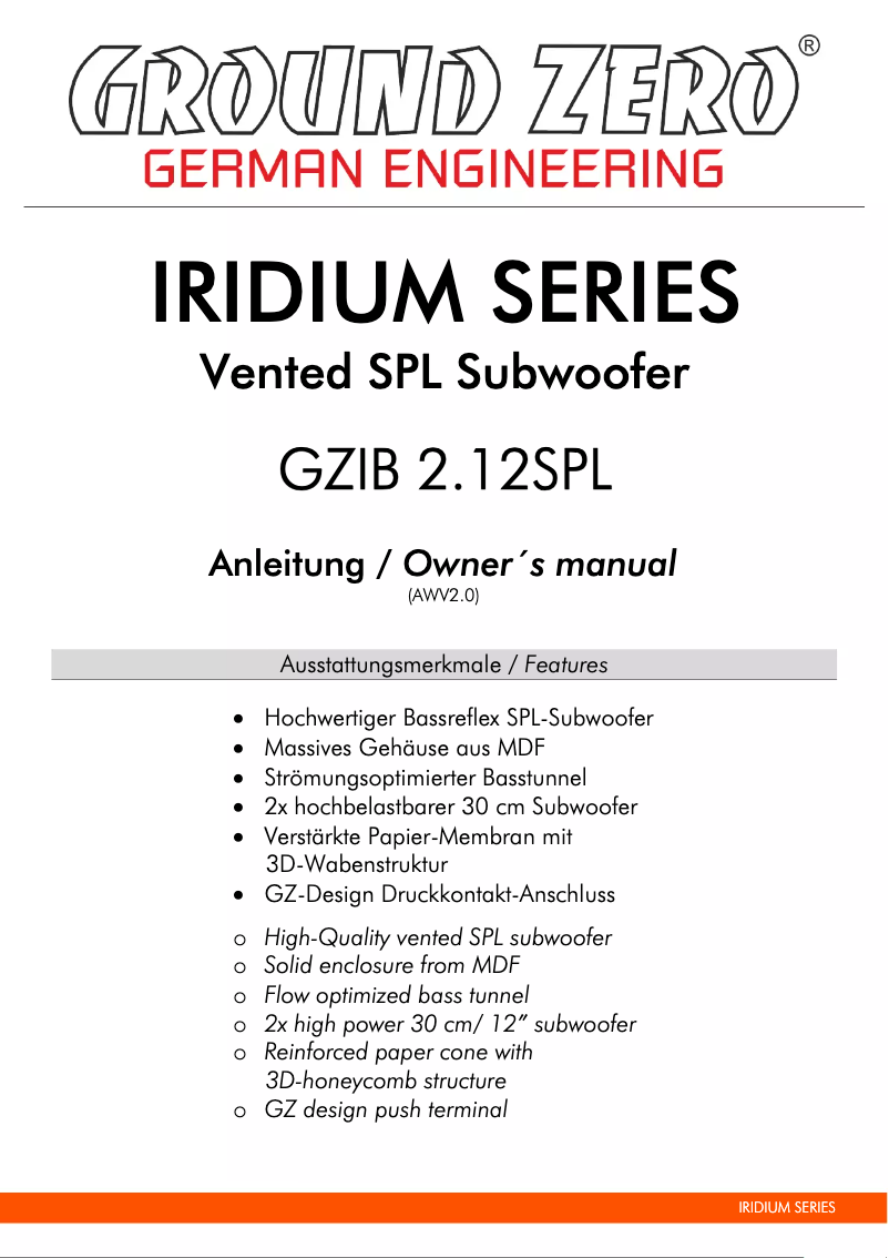 Imagen de la primera página del manual del dispositivo GZIB 2.12SPL