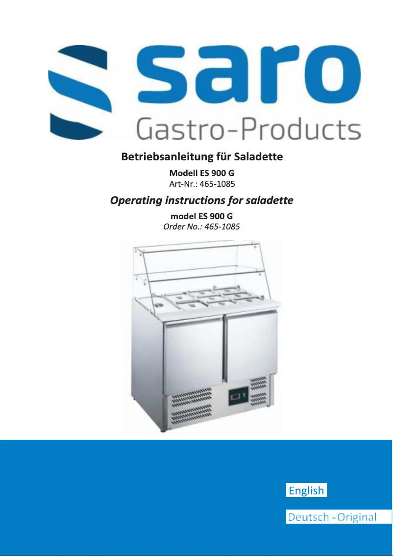 Page 1 de la notice Manuel utilisateur Saro ES 900 G