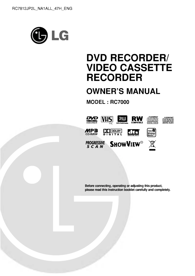Page 1 de la notice Manuel utilisateur LG RC7812JP2L