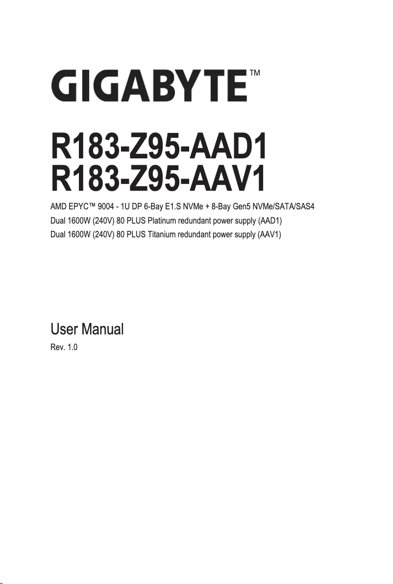 Image de la première page du manuel de l'appareil R183-Z95
