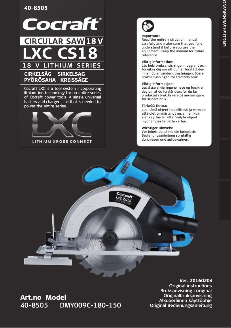 Page n°1 - Manuel utilisateur Cocraft LXC CS18
