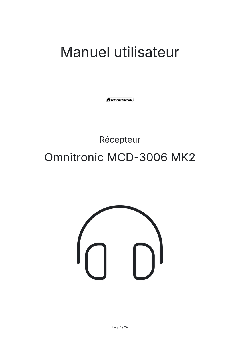 Image de la première page du manuel de l'appareil MCD-3006 MK2