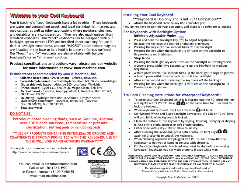 Page 1 de la notice Manuel utilisateur Man & Machine SCLP/MAG/W5