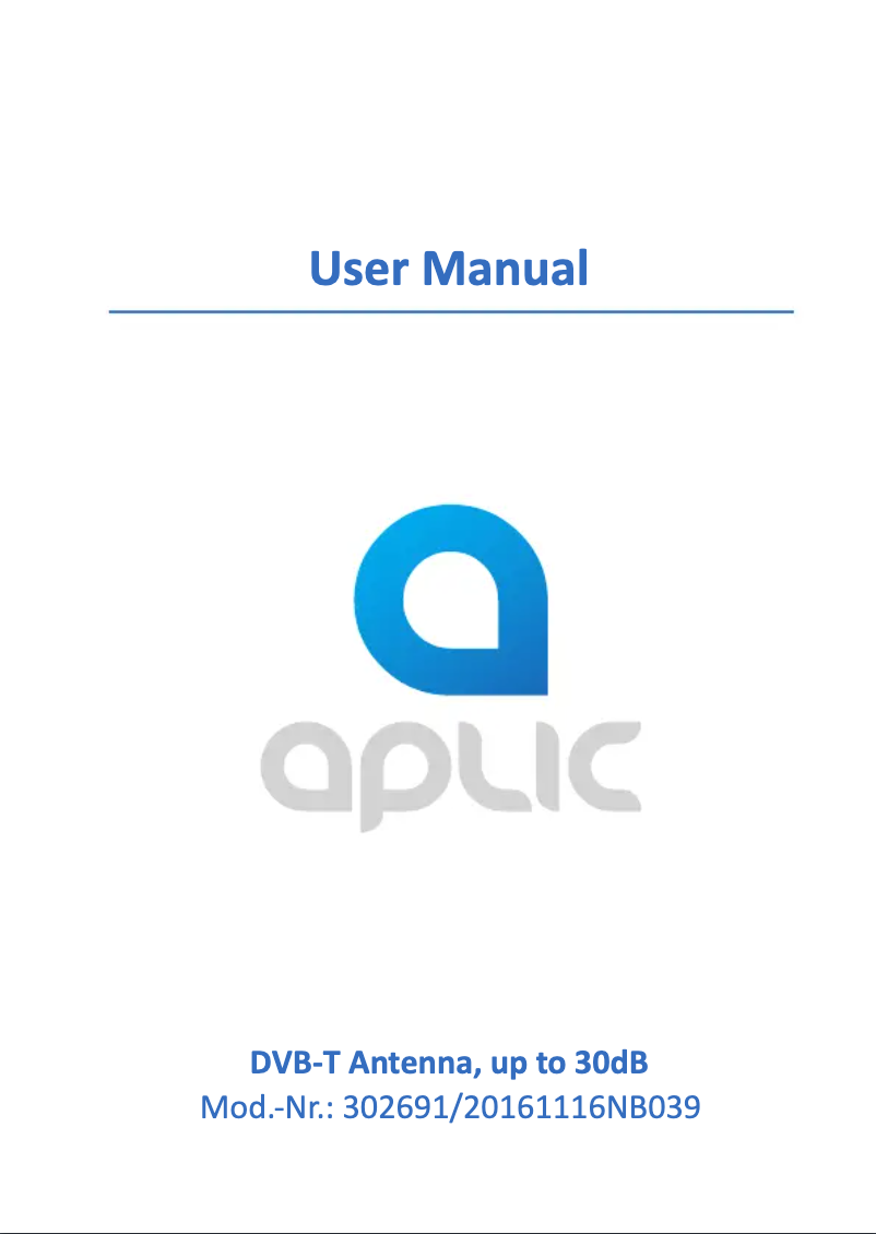 Page 1 de la notice Manuel utilisateur Aplic 302691