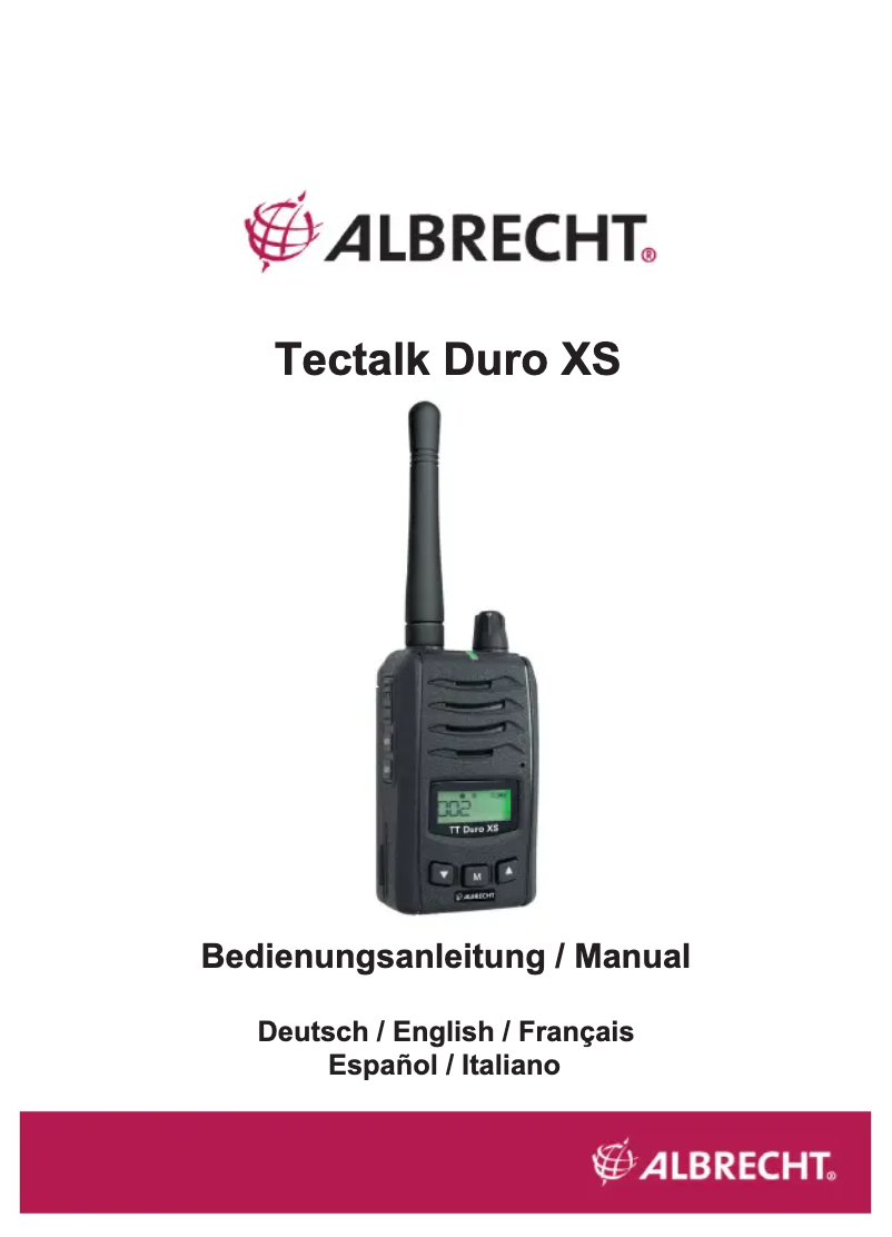 Page 1 de la notice Manuel utilisateur Albrecht Tectalk Duro XS