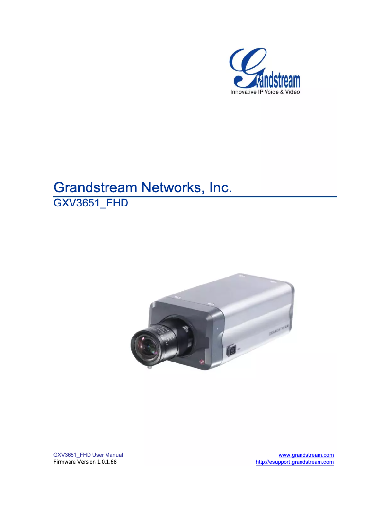 Page n°1 - Manuel utilisateur Grandstream GXV-3651FHD