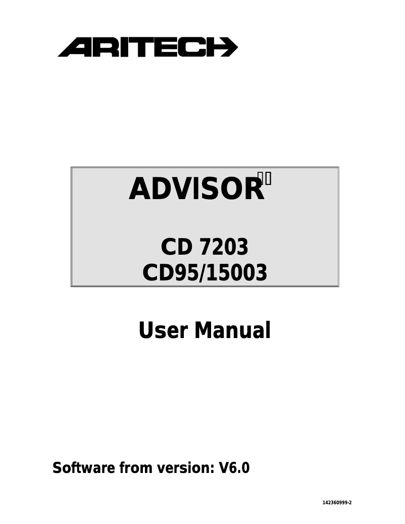 Page 1 de la notice Manuel utilisateur Aritech Advisor CD15003