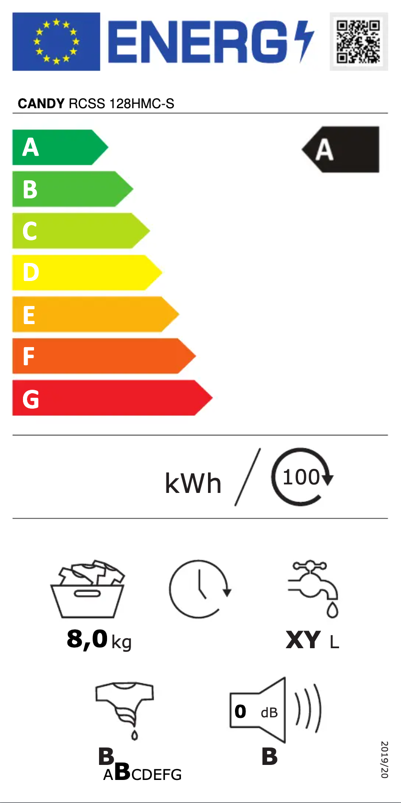 Page n°1 - Label énergétique Candy RCSS 128HMC-S