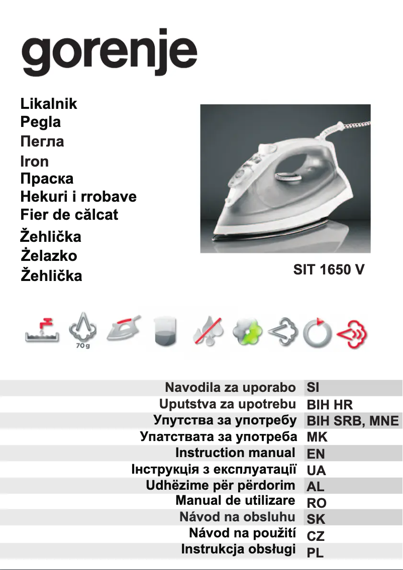 Page 1 de la notice Manuel utilisateur Gorenje SIT1650V