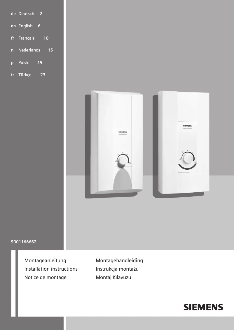 Page 1 de la notice Guide d'installation Siemens DE4062427