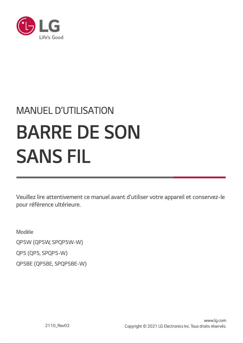 Image de la première page du manuel de l'appareil QP5W