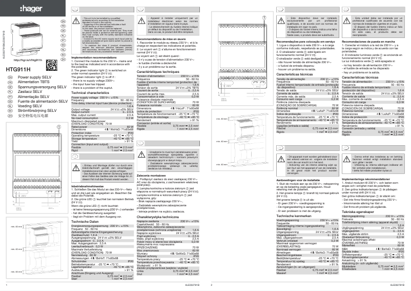 Página 1 del manual Manual de usuario Hager HTG911H