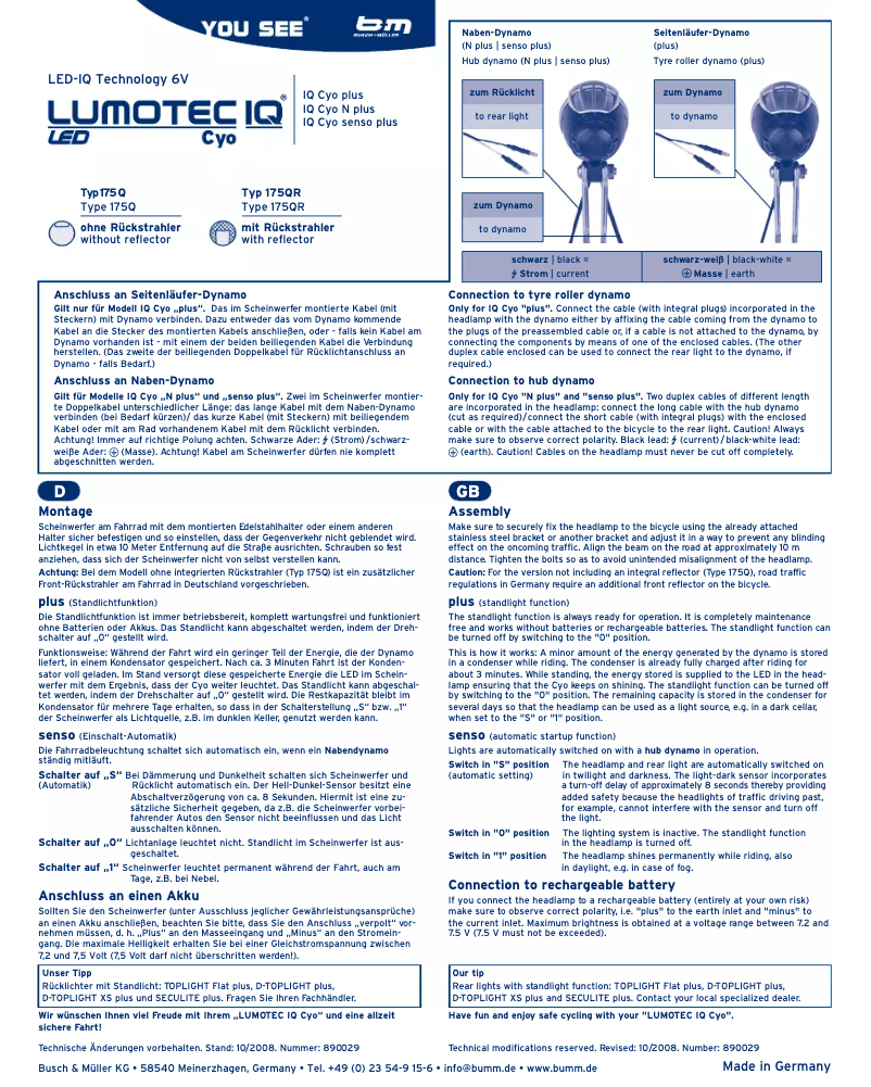 Página 1 del manual Manual de usuario Busch + Müller Lumotec IQ Cyo