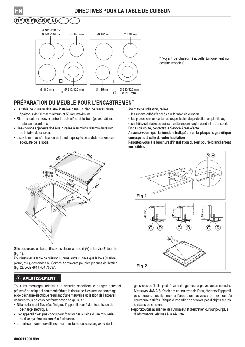 Página 1 del manual Instrucciones / montaje Privileg PCTHR K6040 IN