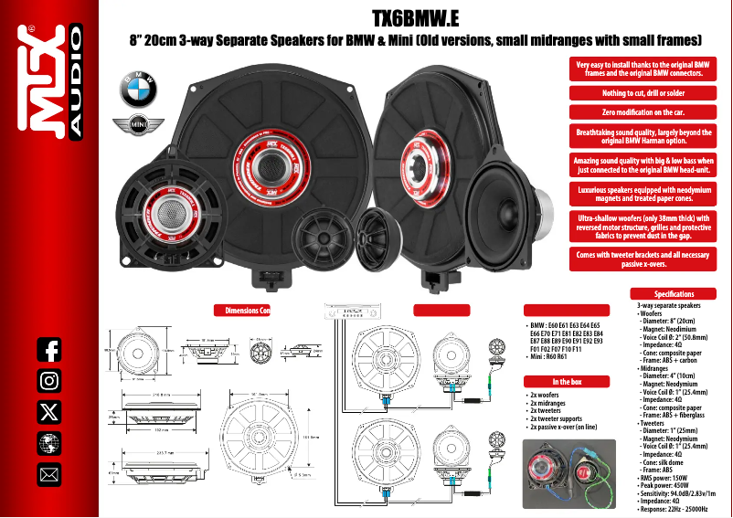 Page 1 de la notice Fiche technique MTX Audio TX6BMW.E