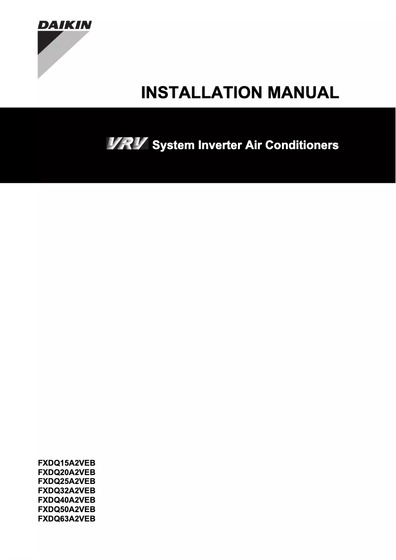 Page 1 de la notice Guide d'installation Daikin FXDQ32A2VEB