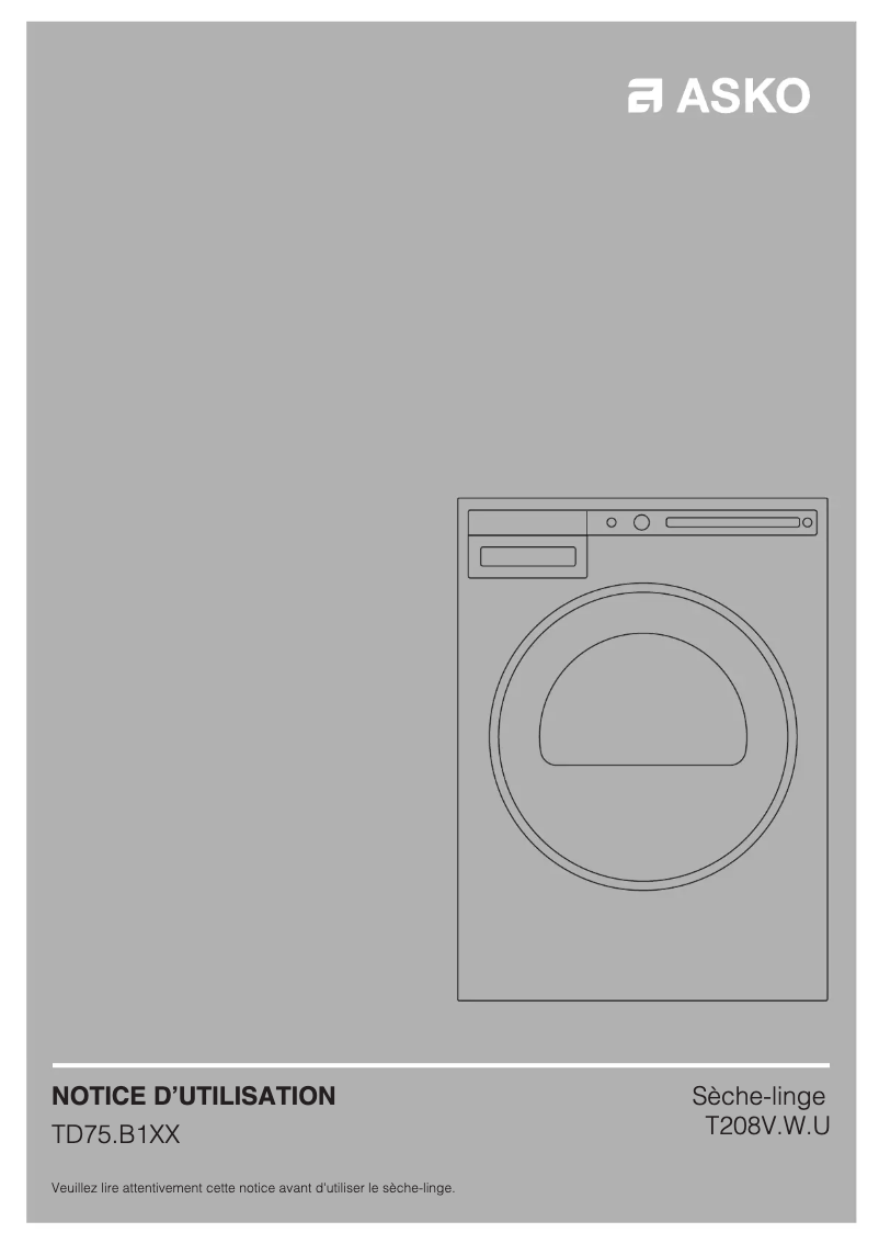 Page 1 de la notice Manuel utilisateur Asko T208V.W.U