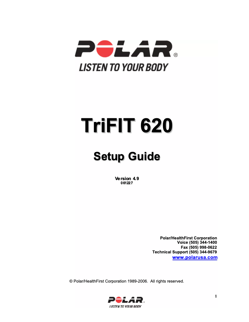 Page 1 de la notice Manuel utilisateur Polar TriFIT 620