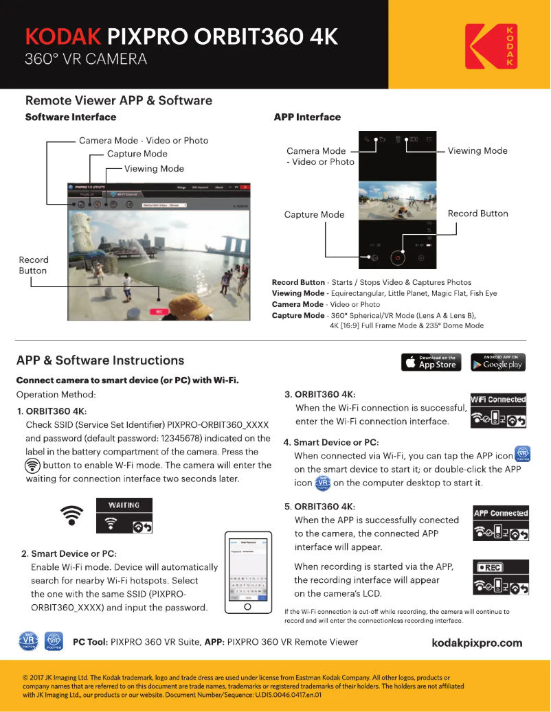 Image de la première page du manuel de l'appareil Pixpro Orbit360 4K