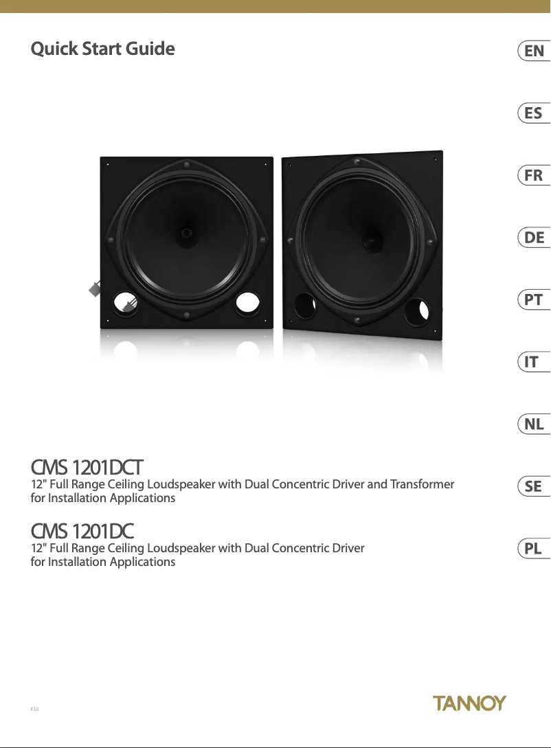 Page 1 de la notice Guide de démarrage rapide Tannoy CMS 1201DCT